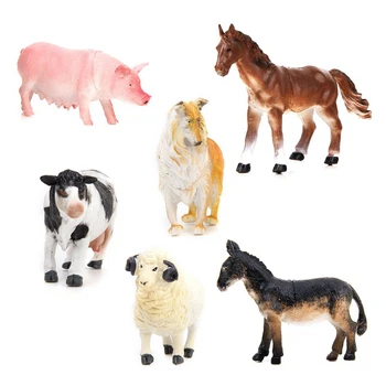 

Kids Toy 6 pcs Farm Animal Model Set Pig Dog Cow Sheep Horse Donkey