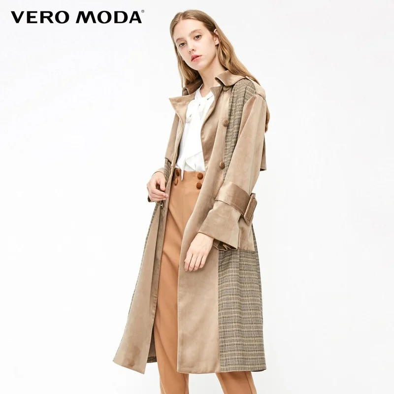 Vero Moda бархатный двубортный плащ в клетку кофта куртка женская| 318409507