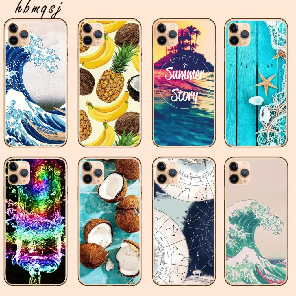 Cartoon phone case for iphone 6 6s 7 8 plus x xs xr 11 pro max funda silicone soft tpu wave original coque cover |