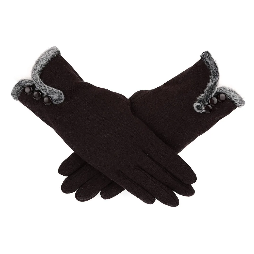 

Women Gloves Winter Elegant Keep Warm Cashmere Driving Gloves Full Finger Gloves Screen Easy touch Screen#4