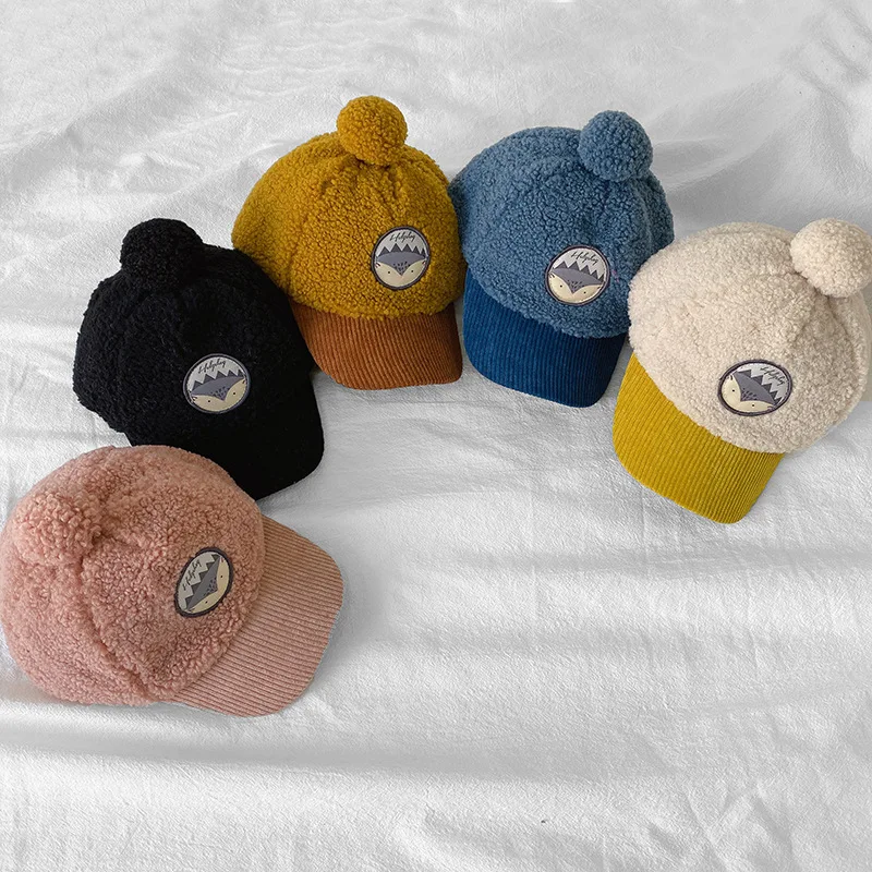 

Children's Autumn and Winter Lambswood Baseball Cap Toddler Boys and Girls Thickened Cap Kids Girl Winter Plush Thickened Cap