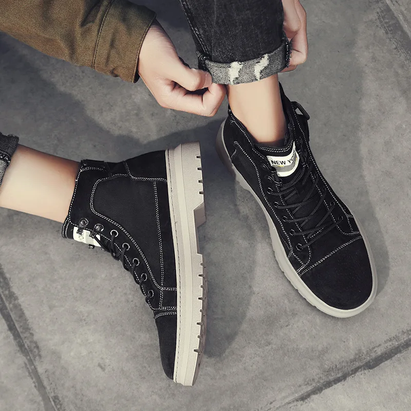 

Retro Martin Boots Men's Mid-top Genuine Leather Workwear Short Boots Fashion Autumn Combat Boots British Style Desert Hight-top
