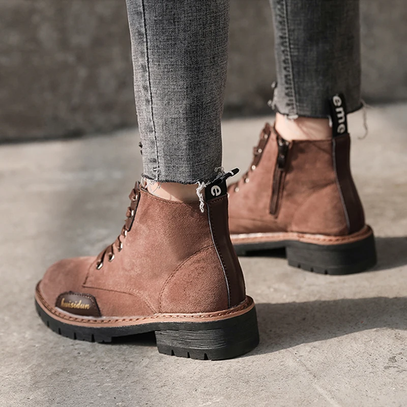 

Shoes Lace Up Boots Booties Ladies Low Heels booties Luxury Designer Round Toe Bootee Woman 2019 Martins For Women Mid Calf
