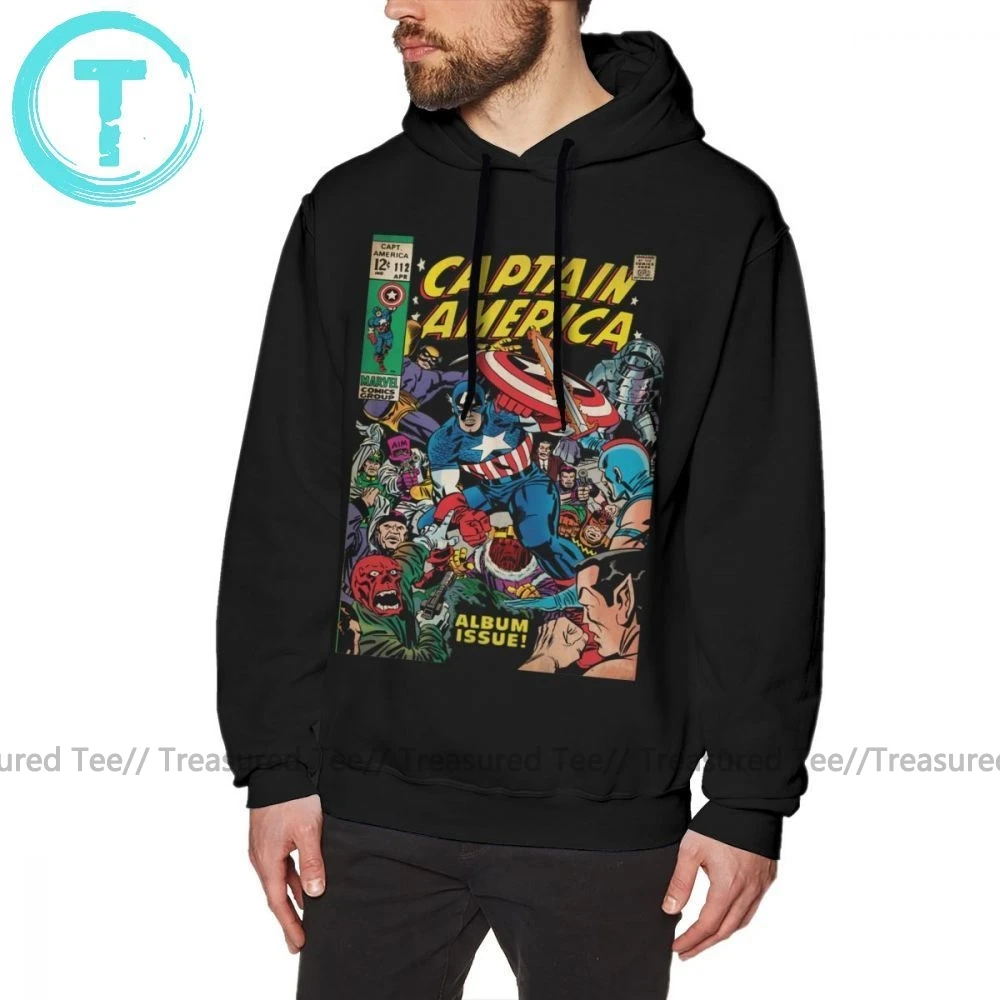  Captain America Hoodie Captain America Comic Hoodies Oversized Outdoor Pullover Hoodie Nice Red Lon