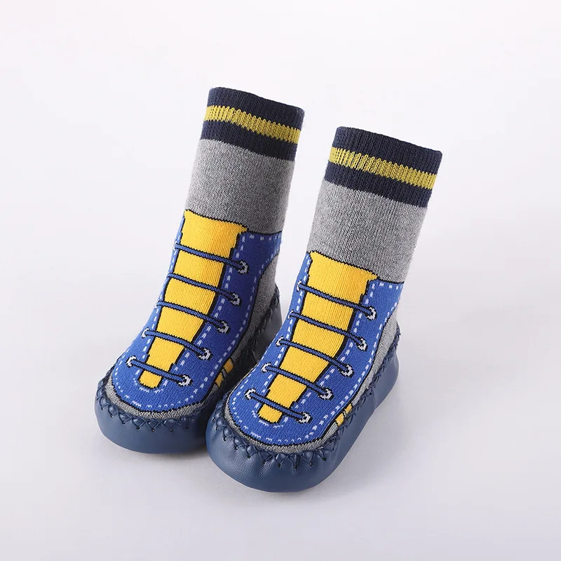 Распродажа! Детские носки для младенцев нескользящие носки-тапочки носки для маленьких мальчиков и девочек Хлопковые вязаные носки с мягкой подошвой для малышей - Цвет: 7