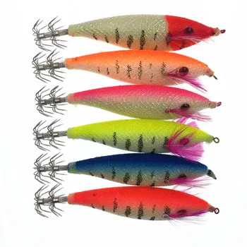 

20PCS Luminous Squid Fishing Lure Jig Fishing Wood Shrimp Lure Squid Cuttlefish Jig Lure Bait