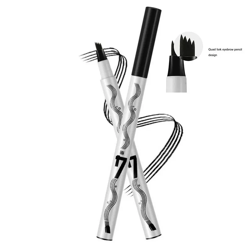 

4 Colors 3D Microblading Eyebrow Tattoo Pen 4 Fork Tips Fine Sketch Liquid Eyebrow Pencil Waterproof Eyebrow Tint Makeup