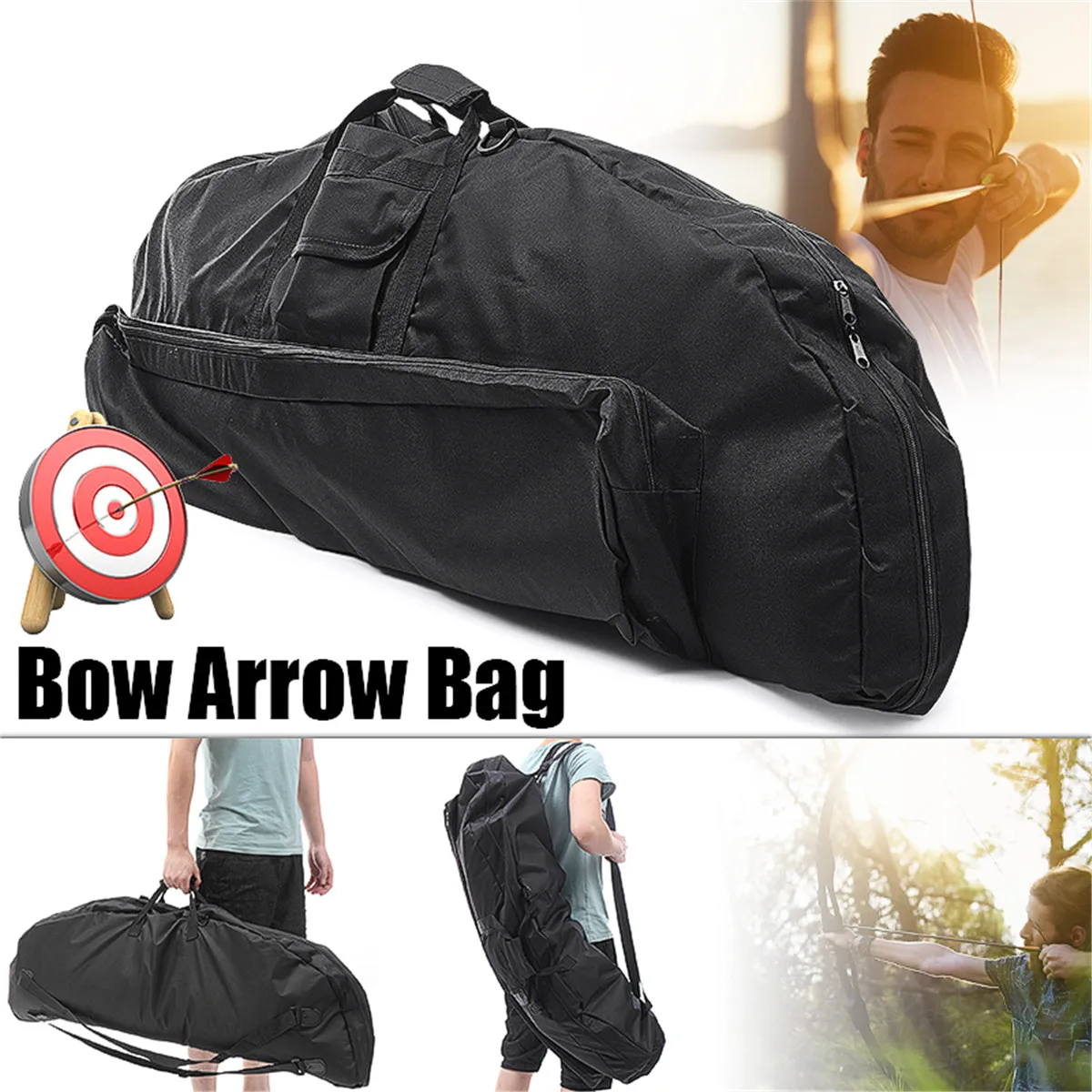

Compound Bow Bag y Bow Carry Case Outdoor Sporting Waterproof Black Adult Outdoors Backpack Hunting Equipment 115cm 45In