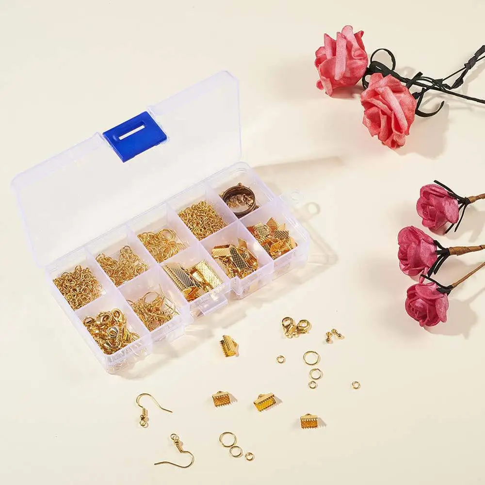 

DoreenBeads 1 Box Alloy Jewelry Making Findings Kit Set KC Gold Plated Silver Color Pins Open Jump Rings Accessories DIY Charms