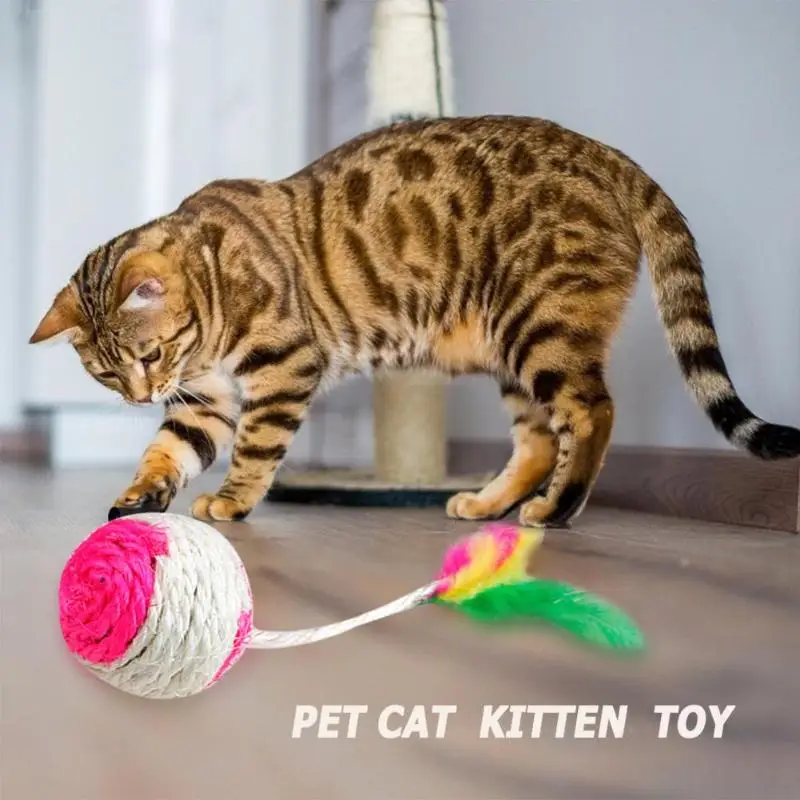 Котенок питомец игрушка Роллинг сизаль Когтеточка тумблер перо играть куклы обучающая игрушка для котенка товар для кота