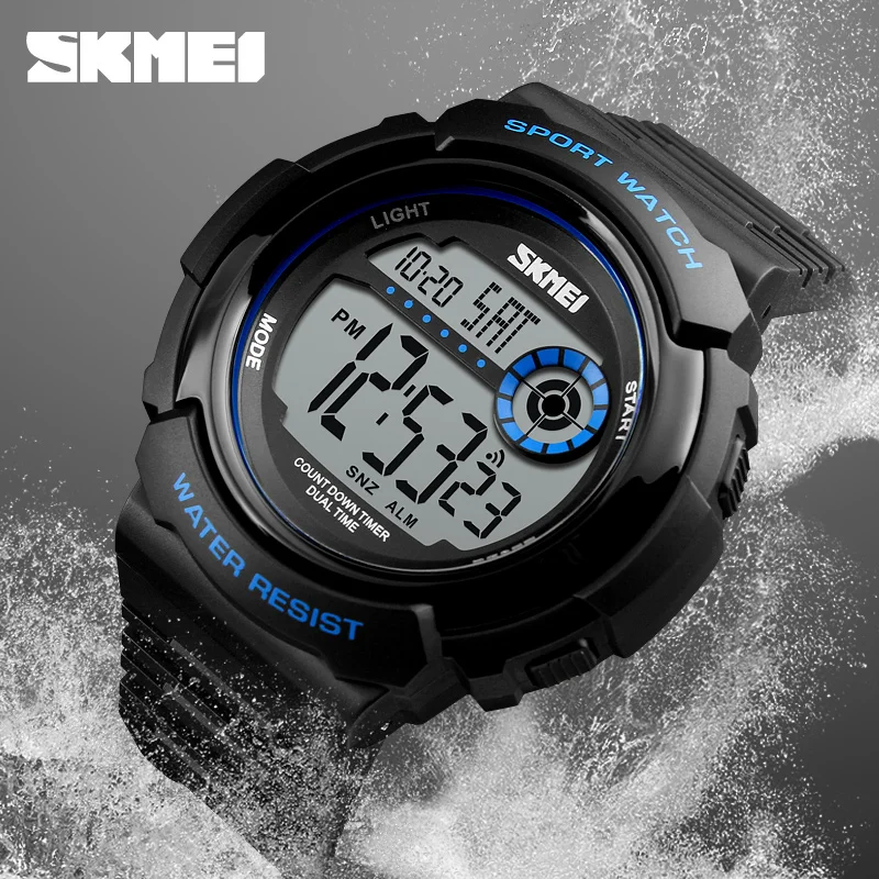 SKMEI модные повседневные спортивные мужские часы, хронограф часы 5Bar водонепроницаемые будильник цифровые часы Relogio Masculino 1367