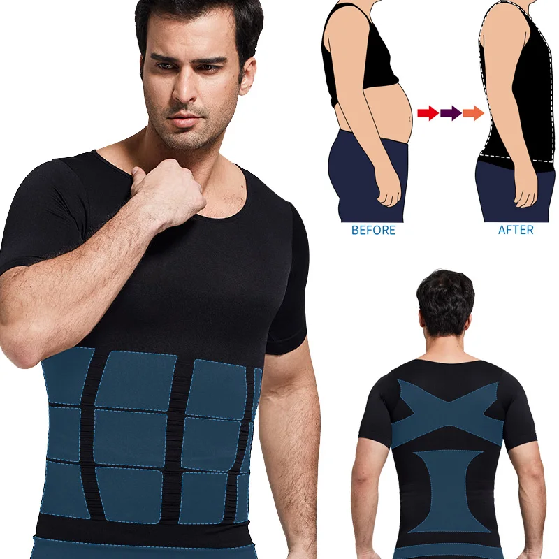 TUNIControl Corsets de pour hommes, T shirt de compression