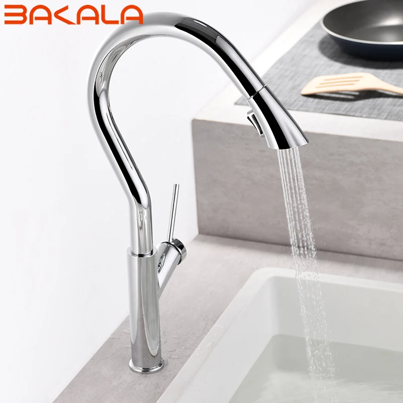  Chrome black Kitchen Sink Faucet Swivel Pull Down Kitchen Faucet Sink Tap Mounted Deck Bathroom Mou - 4000214998566