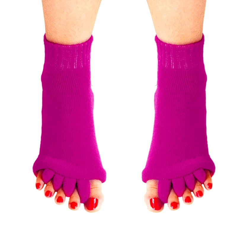 Purple 1 пара, пять разделители для пальцев ноги, носки, корректор для косточки на ноге, корректор для ухода за ногами, ортопедические носки для педикюра, выпрямитель - Цвет: Purple
