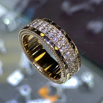 Huitan Gold CZ Eternity Ring – Women’s Wedding & Engagement