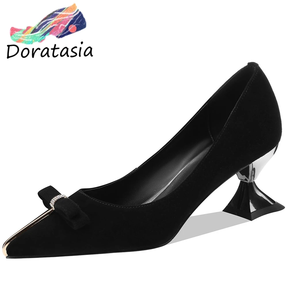 

DORATASIA New Spring Girl Fashion Genuine Leather Suede Pumps Brand Party Wedding Pumps Women High Strange Heel Shoes Woman