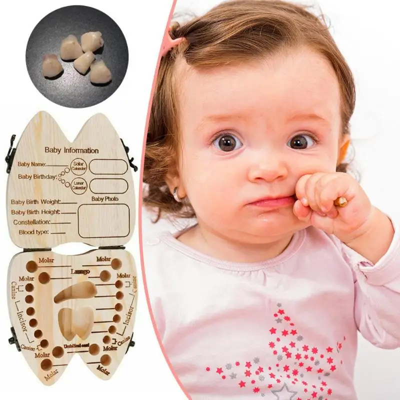 

Wooden Baby Kids Tooth Storage Box Baby Tooth Box English Milk Teeth Storage Umbilical Lanugo Save Collect Baby Souvenirs Gifts