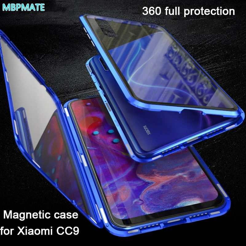 Магнитный чехол для Xiaomi mi CC9 CC9e mi 9 9SE с двойным боковым закаленным стеклом 360 градусов, металлический бампер для Xiao mi 9T Pro