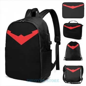 

Funny Graphic print Nightwing New 52 USB Charge Backpack men School bags Women bag Travel laptop bag