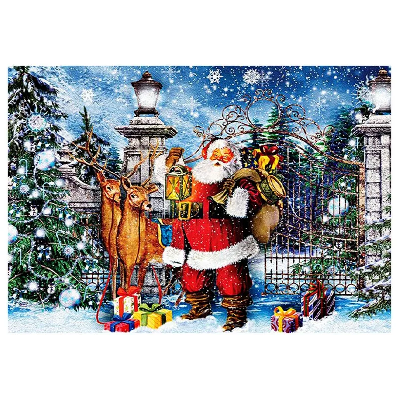 

TOP 5D Diamond Painting Full Round Santa Claus Elk Diamond Embroidery Rhinestone Picture Mosaic Christmas Decoration