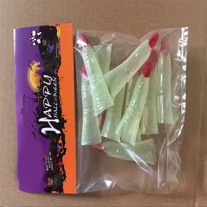 

Fake Finger Stall Halloween Toy Zombie Night Light Nail Sets Horror Emulate Toy Ghost Finger Trick Toys