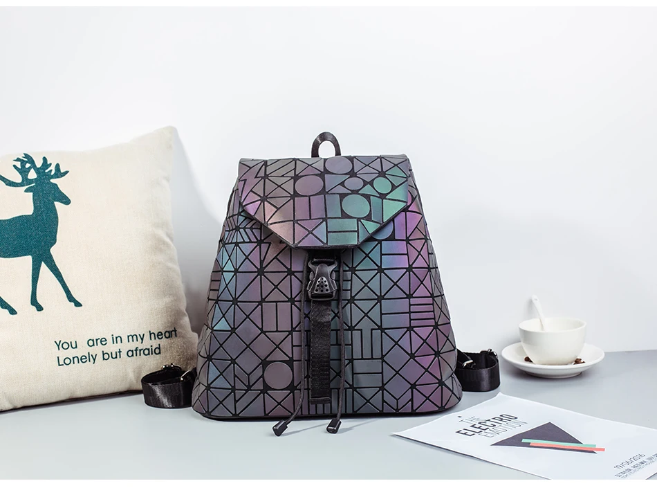 LOVEVOOK, женский рюкзак, школьная сумка для девочек-подростков, большая вместительность, складной, геометрический, Светящийся рюкзак, голографический, освежающий