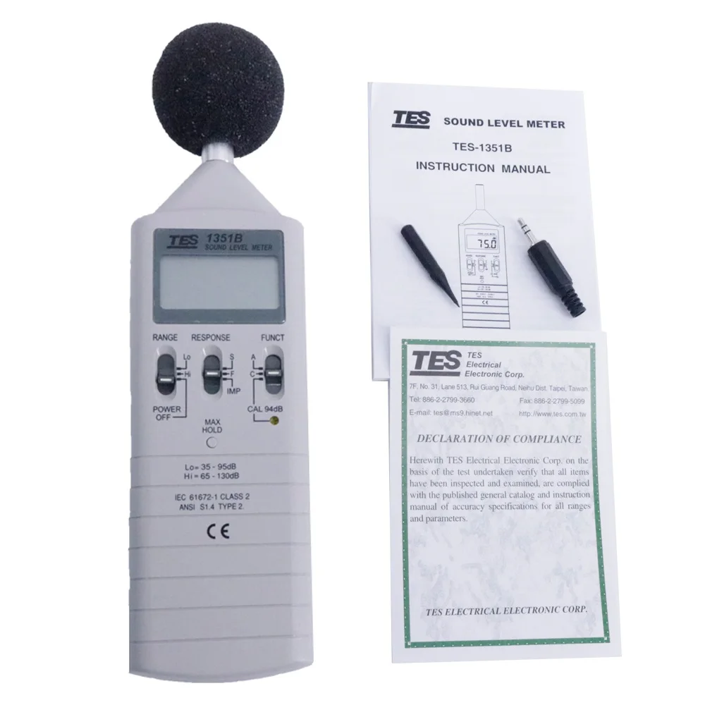

TES-1351B Digital Sound Level Meter Noise Meter Frequency Range 31.5Hz to 8KHzMaixmum Hold Function AC/DC Output Jack.