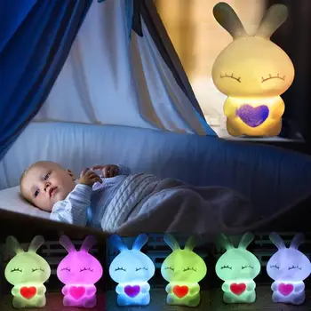 

Light Night Lamp LED Decoration Decoration Party Rabbit Shaped 7 Changing Color Cartoon Cute Kid Beam Bead Bedroom Gift