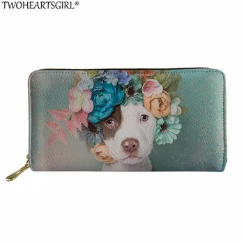 

Twoheartsgirl Bull Terrier Printed Women Wallets Long Large Capacity Ladies Clutch Phone Pocket PU Leather Card Holder Cash Bags