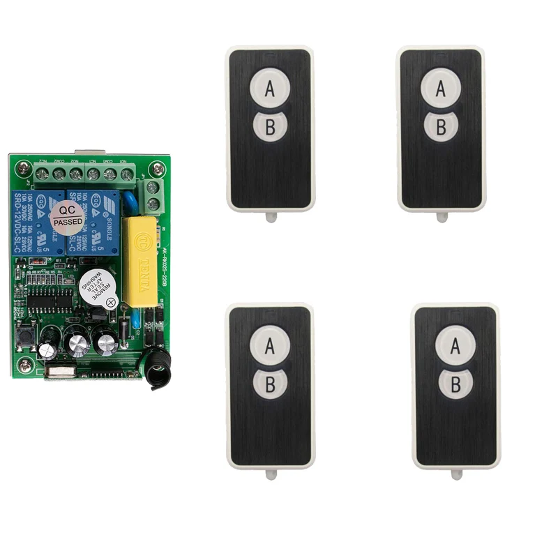 

AC 220 V 2 Channel 2CH 10A Radio Controller RF Wireless Relay Remote Control Switch 315 MHZ 433 MHZ Transmitter +Receiver