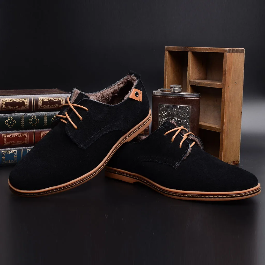 Мужская повседневная обувь; Сезон Зима; zapatillas hombre; мужские модные повседневные зимние оксфорды на шнуровке; кожаная обувь; Теплая обувь в деловом стиле