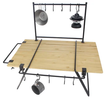 Universal Outdoor Table with Hanging Rod - Portable Camping Rack - Picnic Barbecue Rack - Kitchen Utensils Storage Rack - Hiking Accessories 1