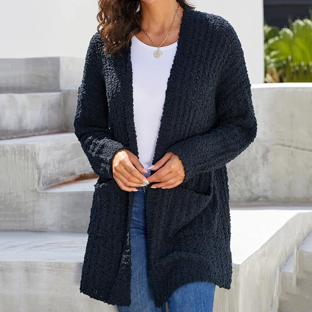 Women Knitted Sweater 2019 Korean Basic Warm Solid Long Knitwear Coat Female Fall and Winter Loose Outwear Knit Cardigan 2XL |