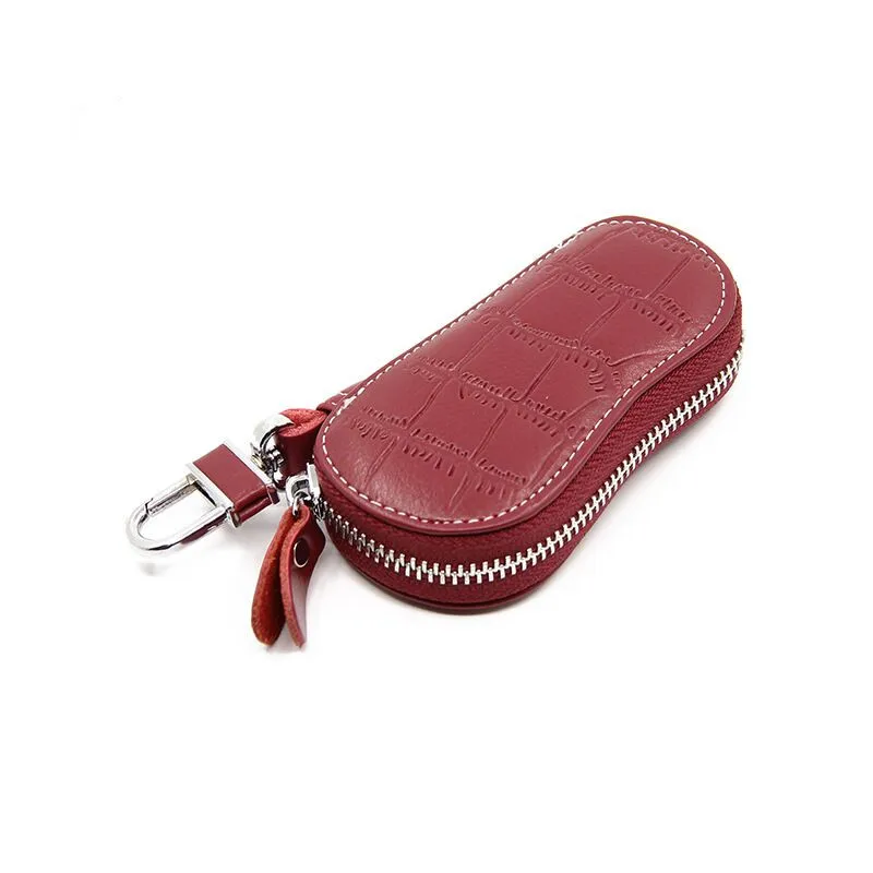 Stone red wine Vento Marea натуральная кожа мужские женские кошельки для ключей короткая подушка из воловьей кожи ID держатель для карт на молнии многофункциональный автомобильный брелок кошелек - Цвет: Stone red wine