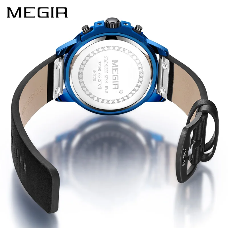 MEGIR Мужские кварцевые часы с хронографом Топ бренд класса люкс спортивные водонепроницаемые мужские наручные часы s Relogios Masculino военные мужские часы