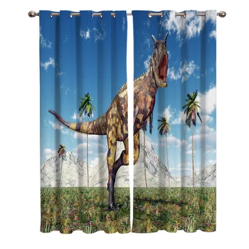 

Beasts Ferocious Dinosaur Curtains For Kids Boy Girl Bedroom Living Room Cortinas Custom Drape Kitchen Window Curtains