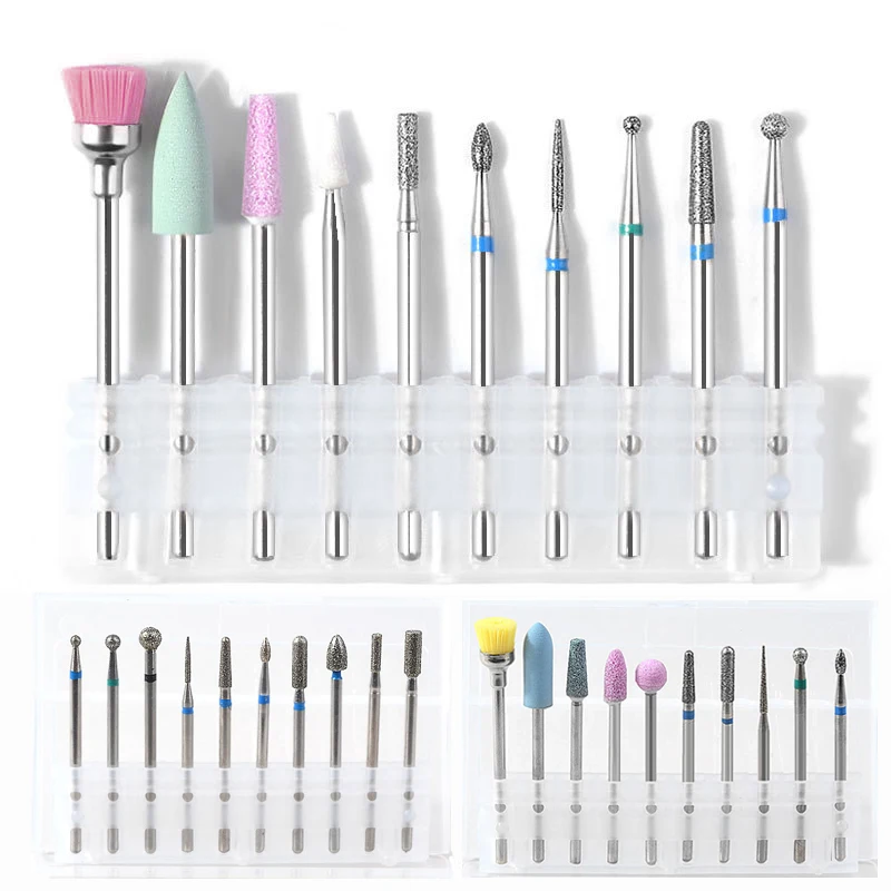 

10pcs Diamond Cutters for Manicure Set Silicon Ceramic Nail Drill Bits Set Electric Cuticle Clean Rotary Pedicure Grinding Head