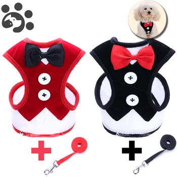 

Pets Dog Harness Leash Set Dogs Costume Clothes Pets Harnesses for Small Dogs Adjustable Leash Harness Puppy Vest Formal Dress