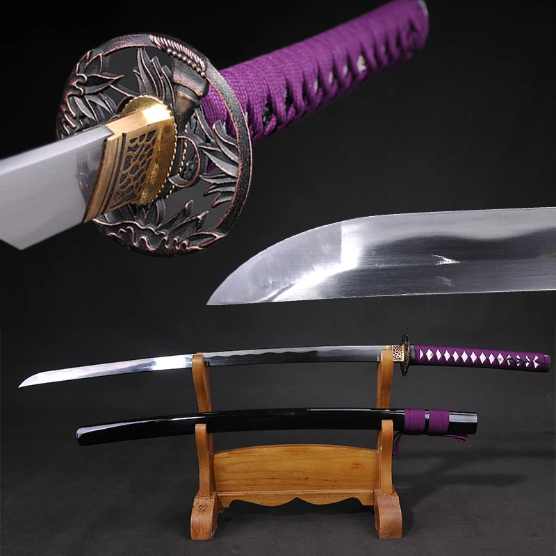

T10 steel Katana Full Tang quality Japanese Sword Samurai sharp edge for cutting wooden SAYA Iron Fitiings Ninja swords Home dec