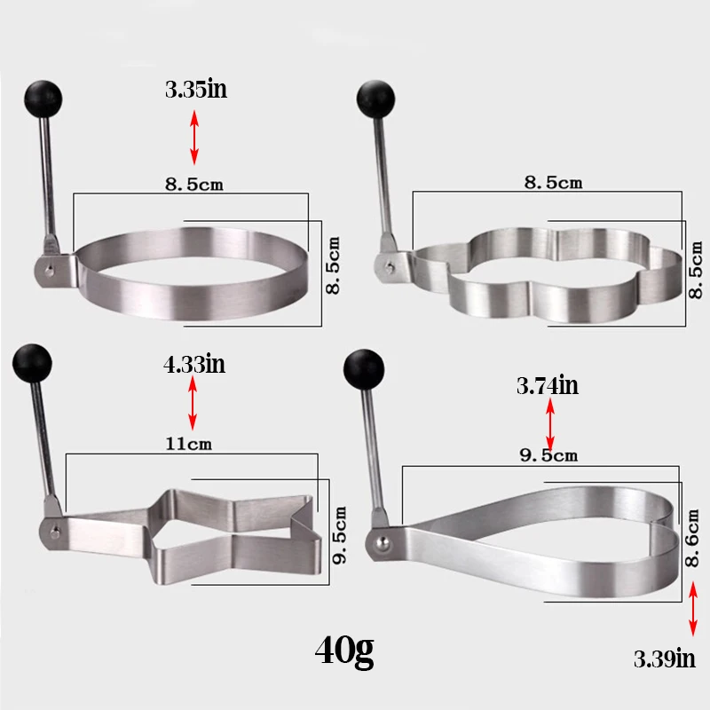 5 Shapes Omelette Mould Egg Pancake Ring for Frying Eggs for Egg Mold