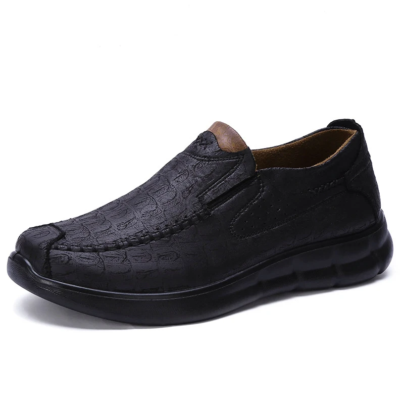 Брендовая обувь для отдыха удобная мужская обувь, размеры 38-48 осенние мужские деловые повседневные туфли для папы Нескользящая эластичная обувь - Цвет: Black