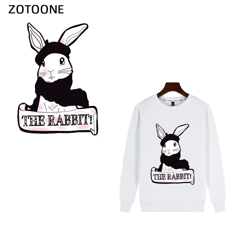 

ZOTOONE Cute Rabbit Patches Set Iron on Transfer Patch for T-shirts Girls Kids Clothing DIY Animal Thermo Stickers on Clothes I