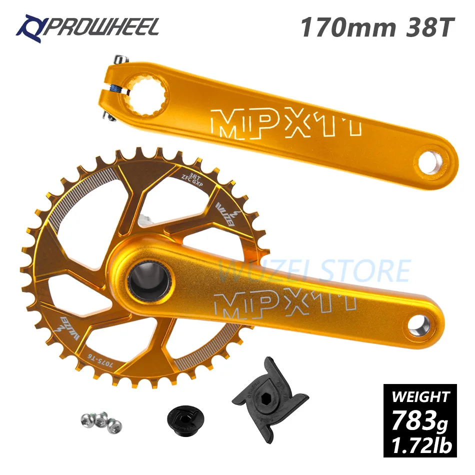 PROWHEEL MPX11 Кривошип горного велосипеда цепное колесо 170/175 мм/30/32/34/36/38 T звезды MTB велосипед диаметра окружности болтов для SRAM GXP XX1 X9 модными принтами XO X01 - Цвет: 170mm Yellow 38T