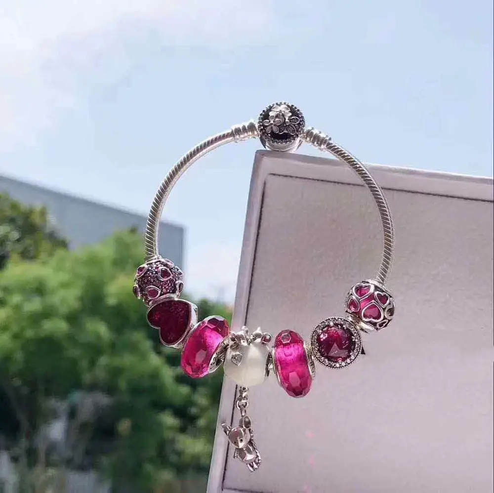 

Kaliyah Store High Quality 1:1 100% 925 Pure Silver Powder Beaded Love Bracelet Gift First Choice Free Free Mail