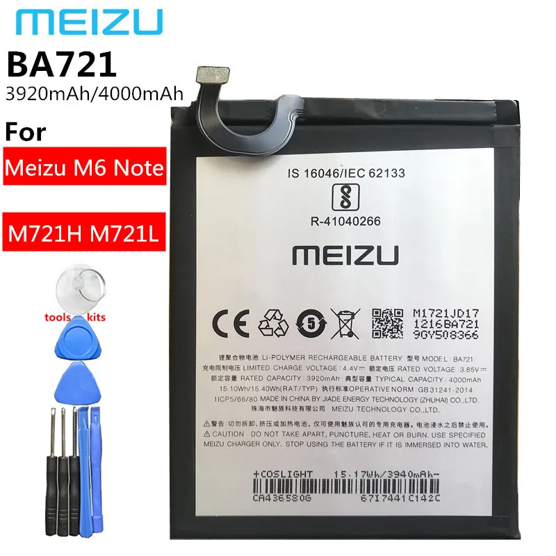 

New Original 4000mAh BA721 Replacement Battery For Meizu M6 Note M721H M721L Mobile Phone Batteries