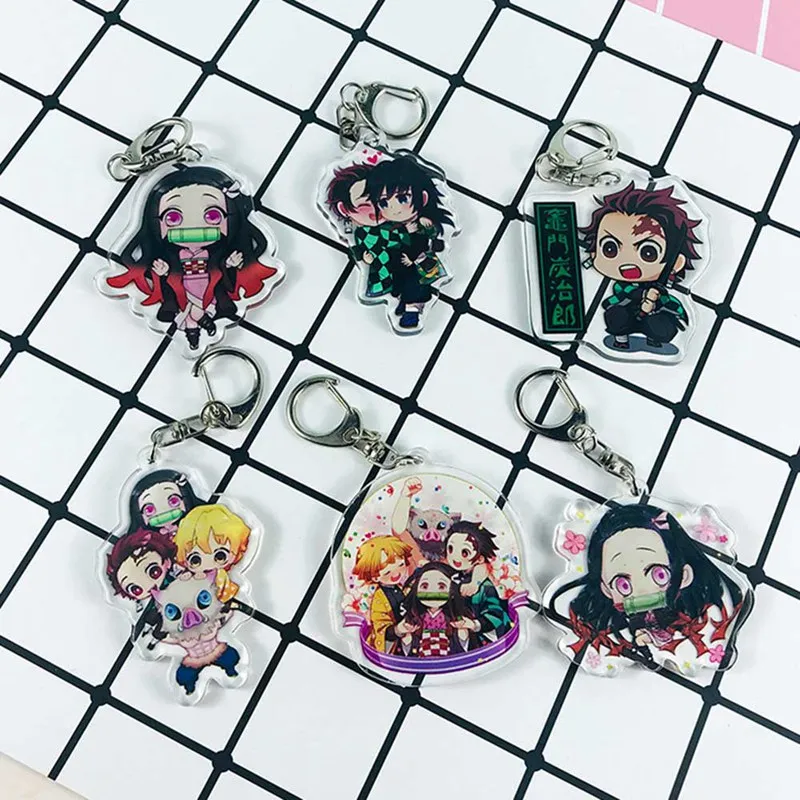 

Anime Demon Slayer Kimetsu no Yaiba Acrylic Keychain Key Ring Race Straps