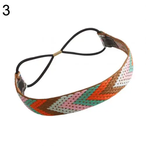 Этнический Винтажный стиль Boho женские эластичные плетеные повязки на голову девушки головной убор, резинка для волос аксессуар - Цвет: 3