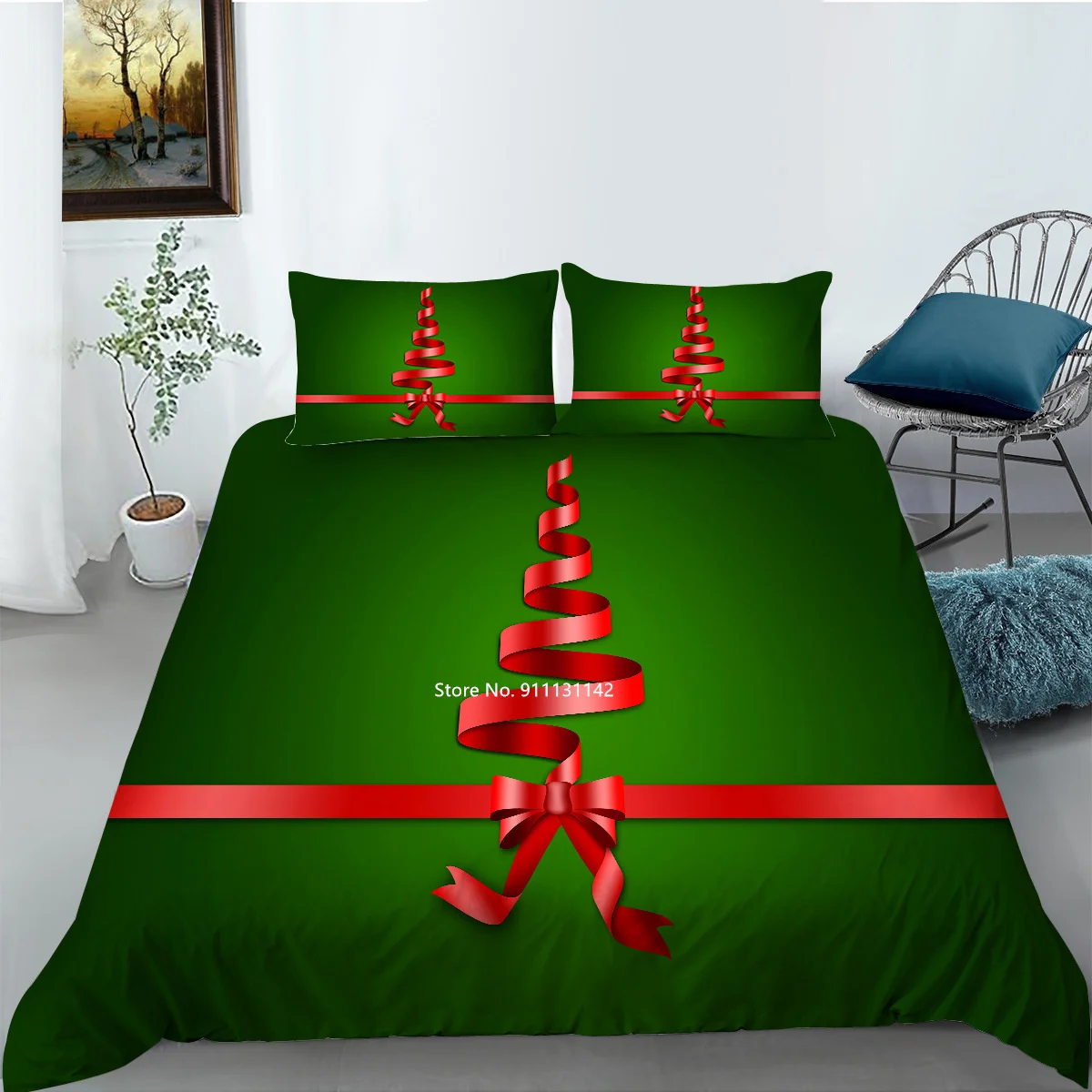 Creative Cartoon Christmas Pattern Bedding Set 3D Digital Printed Down Duvet Cover Pillowcase Multi-size Bedroom Home Textile