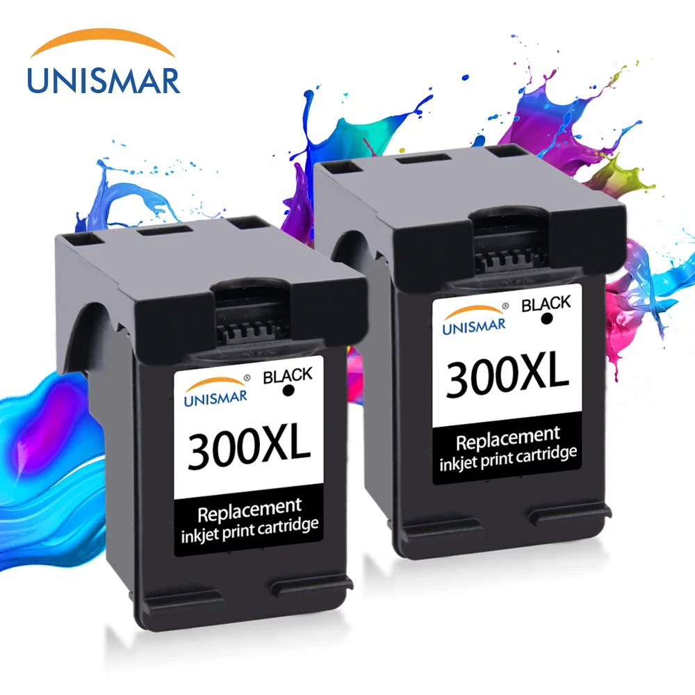 Unismar 2 шт. 300XL черного цвета для hp 300 XL Заправляемый картридж с чернилами Deskjet D1660 D2500
