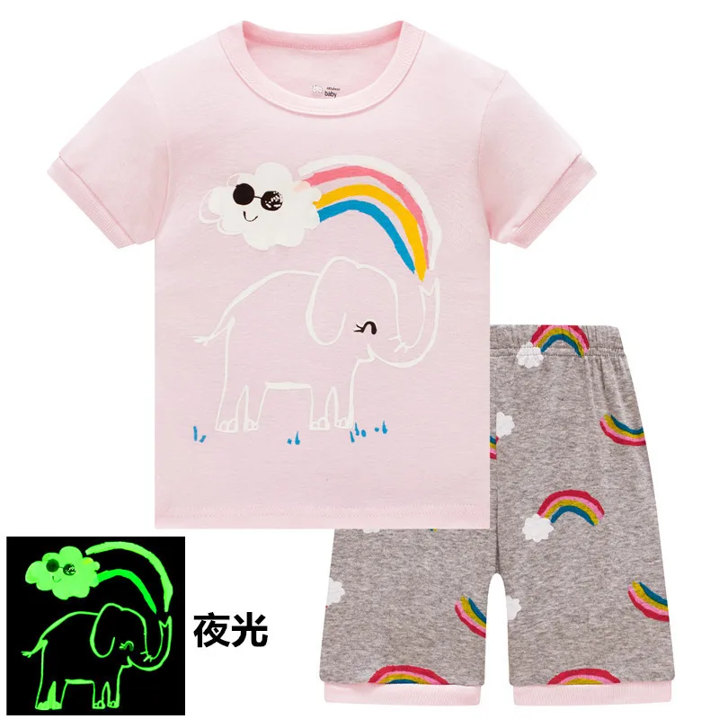 2021 Paul Uil Octopus Kids Kleding Baby Meisjes Korte Mouwen Katoenen Pyjama Pjs Childrens Nachtkleding Pyjama Pijamas Sets